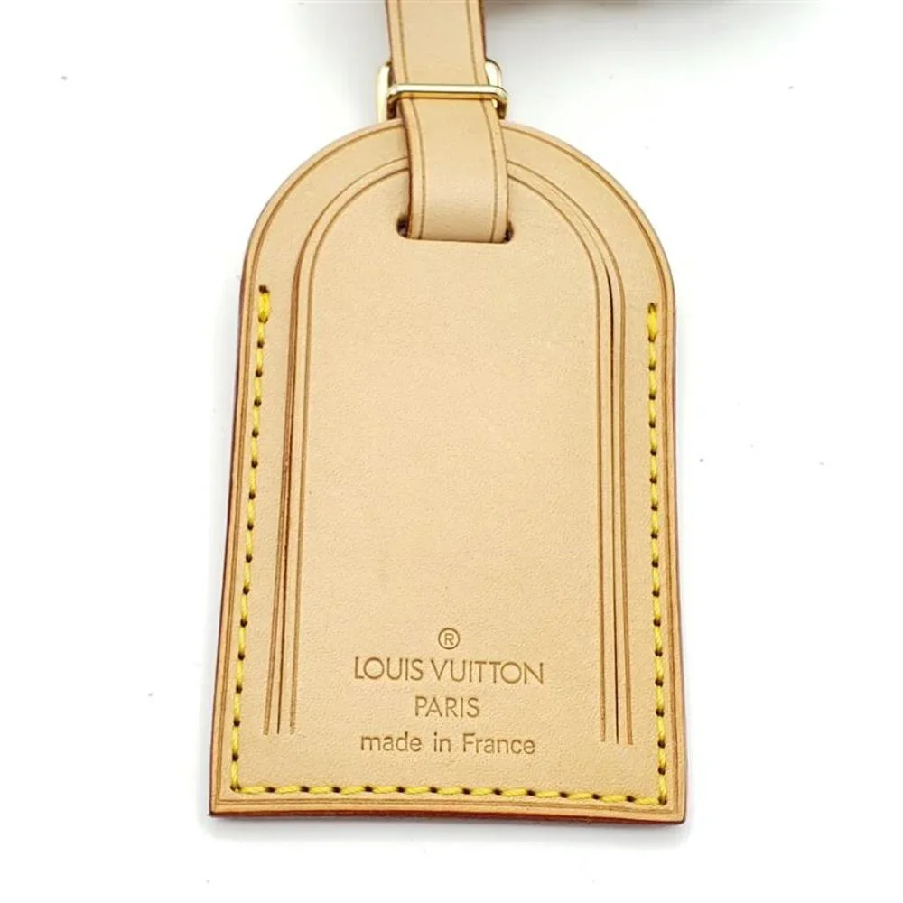 Louis Vuitton Natural Vachetta Leather Luggage Tag with Yellow Stitching